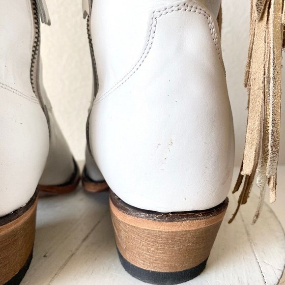 Junk Gypsy Lane Lost in the Stars 8.5 Womens Western Boots White Snip Toe Fringe - Picture 5 of 14